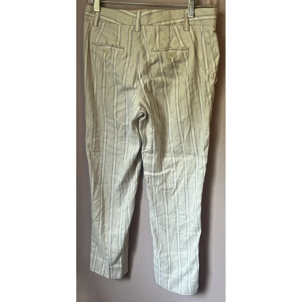 Banana Republic Avery Linen‎ Blend White Blue Stripe Pants Size 2